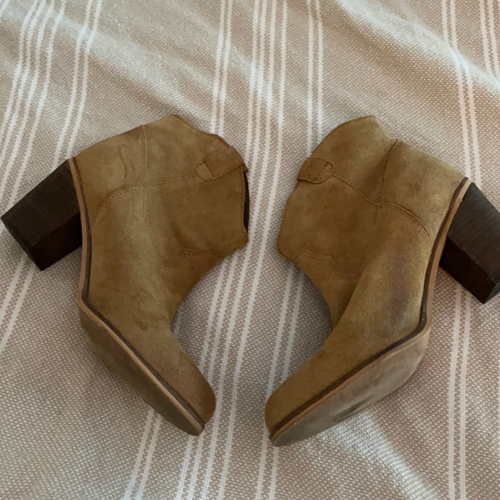 Distressed suede booties